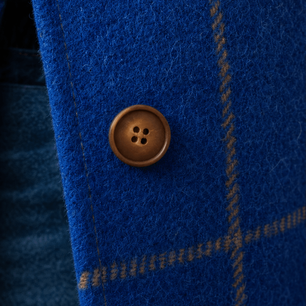 Women's Checkered Knee-Length Coat with Two-Button Front and Drop Shoulders