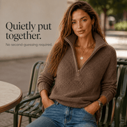 Women's Half-Zip Textured Knit Jumper with Convertible Collar