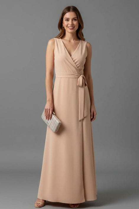 Annabelle Satin Wrap Maxi Party Dress with Relaxed Fit for Christmas