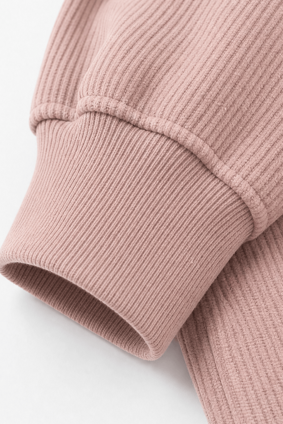 Ribbed Corduroy-Look Hoodie with Front Pocket for Women