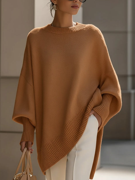 Emma Oversized Asymmetric Hem Wool Blend Women's Knitted Jumper
