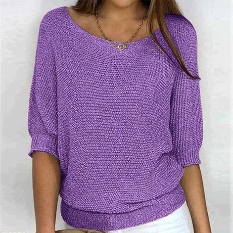 Jade Relaxed-Fit Batwing Sleeve Knitted Jumper for Women