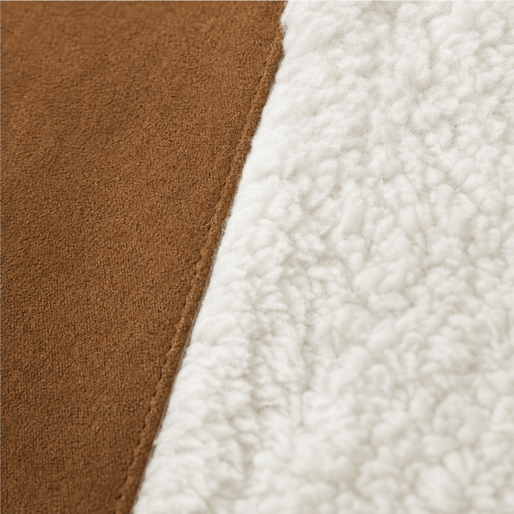 Sherpa-Lined Suede-Finish Lapel Jacket with Mid-Length Tailored Cut