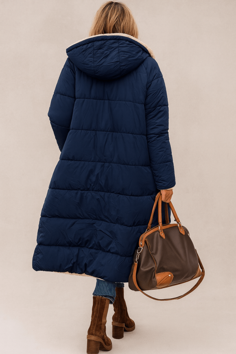 Sasha Faux Shearling-Lined Longline Winter Coat for Women