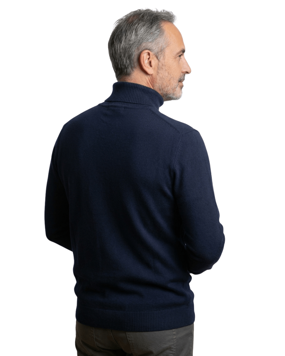 Men's Knit Turtleneck Jumper with Ribbed Collar