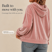Ruffle Cuff Velvet Hoodie with Dropped Shoulder for Women