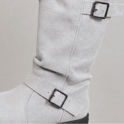 Women's Suede Winter Boots with Ribbed Cuff and Lug Sole