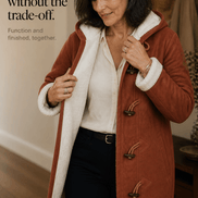 Women's Hooded Faux Suede Toggle Coat with Plush Sherpa Lining