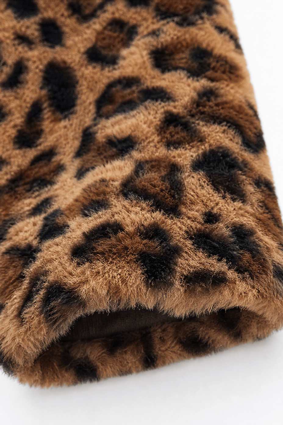 Women's Leopard Print Faux Fur Longline Coat with Open Front