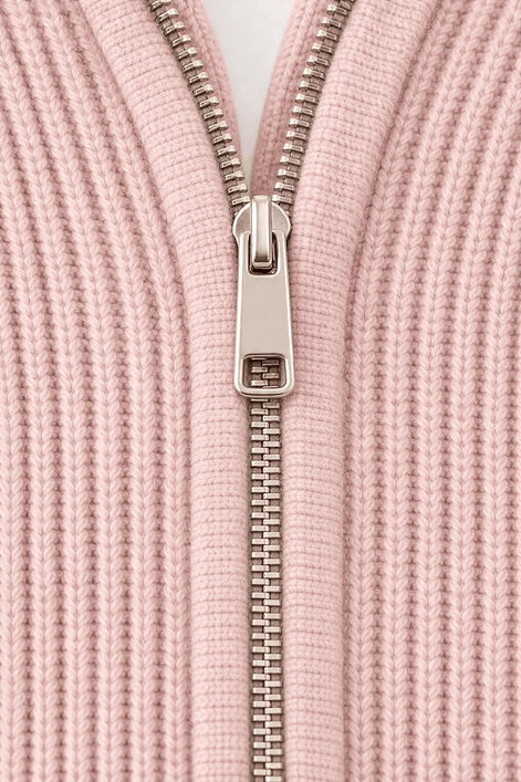 Women's Ribbed Zip-Up Hooded Cardigan with Drawstring Hood
