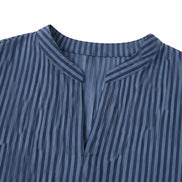 Vestara Striped V-Neck Maxi Dress with Pockets and Long Sleeves