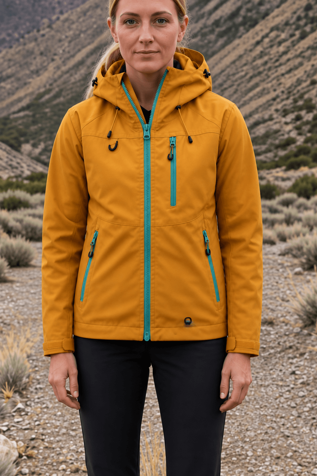 Hooded Waterproof Windproof Rain Coat with Adjustable Cuffs