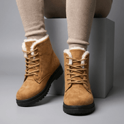 Amelia Women's Faux Suede Lace-Up Ankle Boots with Faux Fur Lining