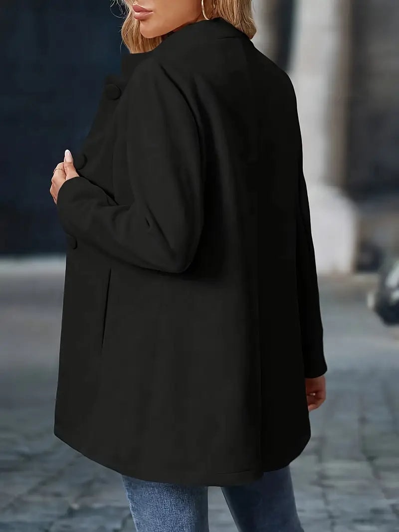 Sofia Women's Button-Front Winter Coat with Stand Collar