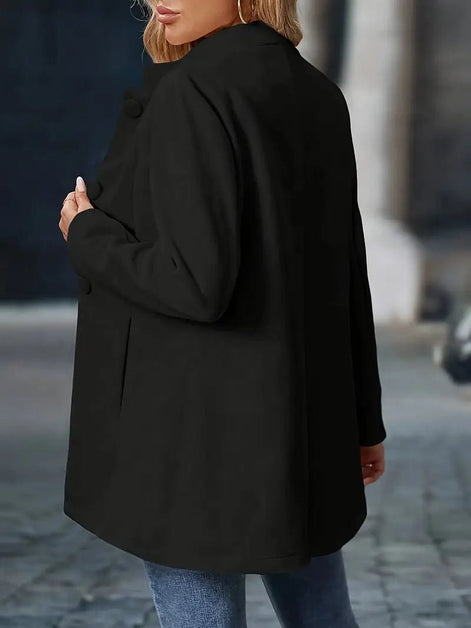 Sofia Women's Button-Front Winter Coat with Stand Collar
